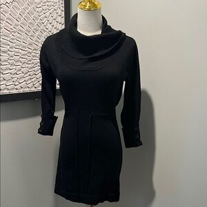 Apostrophe Black Long Sleeve Dress with Cowl Neck